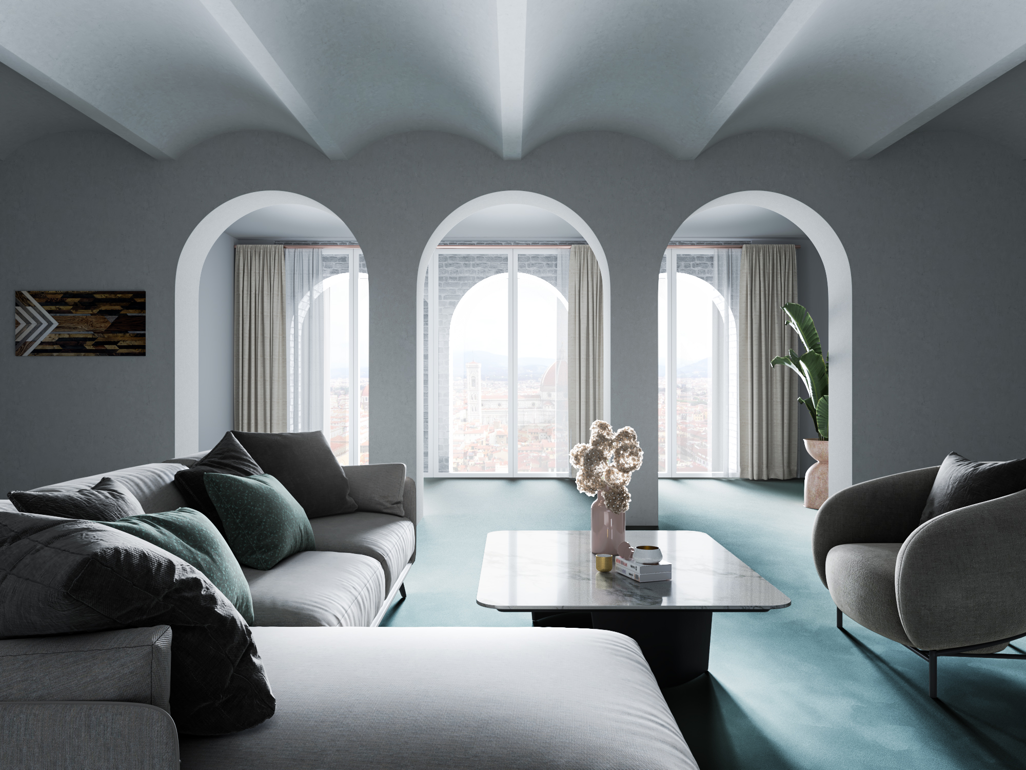 Lobby, Arched Walls